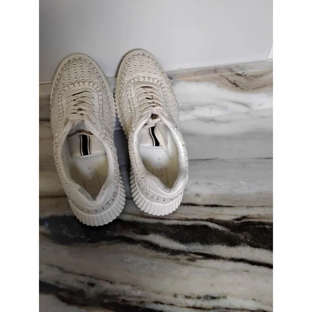 Shu Shop Selina Sneakers Bone Off White Woven Chunky Ribbed Sole Sz‎ 7